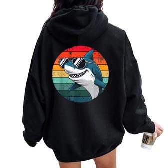 Tiburón Retro Para Hombres Es Niños Divertido Tiburón Women Oversized Hoodie Back Print - Regaloses