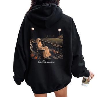 Tis The Season Halloween Ghost Football Game Day Cheer Mom Women Oversized Hoodie Back Print - Thegiftio UK