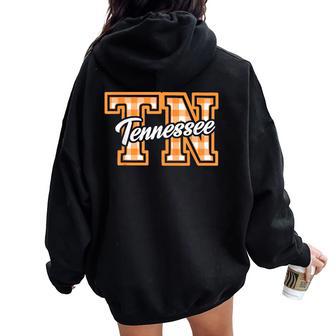 Tn Text Orange Print Retro Tennessee $ Kids Women Oversized Hoodie Back Print - Thegiftio UK