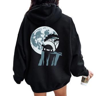 Tortue Lune Nuit Enfant Homme Ilhouette Tortue Sweat à capuche oversize pour femme avec imprimé dans le dos - Cadeauxyz