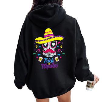 Truc De Crâne Deucre Mexicain Ou Tequila Pour Dia De Los Muertos Sweat à capuche oversize pour femme avec imprimé dans le dos - Cadeauxyz