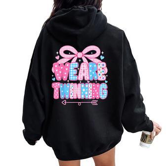 We Are Twinning Coquette Bow Twin Day Spirit Week Girls Women Oversized Hoodie Back Print - Thegiftio UK