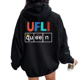 Ufli Queen Science Of Reading Literacy Teacher Appreciation Women Oversized Hoodie Back Print - Thegiftio UK
