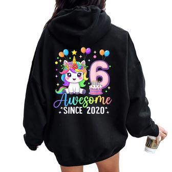 Unicorn 6Th Birthday 6 Year Old Unicorn Party Birthday Girl Women Oversized Hoodie Back Print - Thegiftio UK
