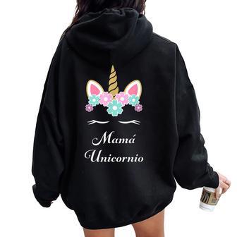 Unicornio Para Mama Unicornio Women Oversized Hoodie Back Print - Regaloses