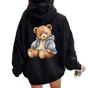 e Avec Motif Ours En Peluche Mignon Pour Hommes S Enfants Manche Longue Sweat à capuche oversize pour femme avec imprimé dans le dos - Cadeauxyz