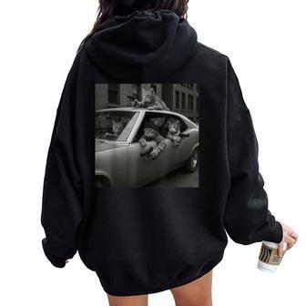 Uomini Donne Divertente Gatto Gangintage Carino Gattino Gangster Gatto Felpa con cappuccio oversize da donna con stampa posteriore - Novitaregali