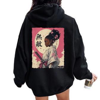 Vintage African American Samurai Warrior Afro Black Girl Women Oversized Hoodie Back Print - Thegiftio UK