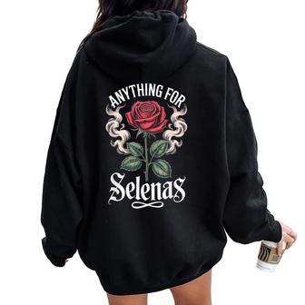 Vintage Anything Selenas Rose For Kids Women Oversized Hoodie Back Print - Thegiftio UK