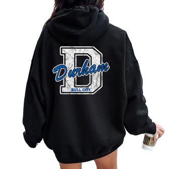 Vintage Bull City Durham Women Oversized Hoodie Back Print - Thegiftio UK