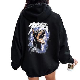 Vintage Dobermann Y2k Grunge 90S Dog Graphic Women Sweat à capuche oversize pour femme avec imprimé dans le dos - Cadeauxyz