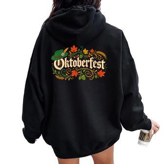 Vintage Fall Autumn Leaves German Oktoberfest Girls Women Oversized Hoodie Back Print - Thegiftio UK