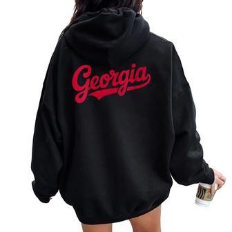 Vintage Georgia Script Retro Swoosh Women Oversized Hoodie Back Print - Thegiftio UK