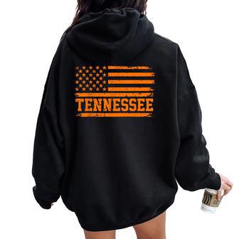 Vintage Tennessee Flag Tn Orange State Pride Kids Women Oversized Hoodie Back Print | Seseable UK