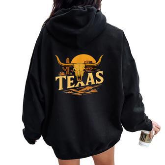 Vintage Texas Orange Texas Retro Classic Women Oversized Hoodie Back Print - Thegiftio UK