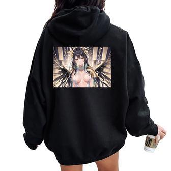 Waifu Angel Girl Otaku Manga Esthétique Japonaise Sweat à capuche oversize pour femme avec imprimé dans le dos - Cadeauxyz