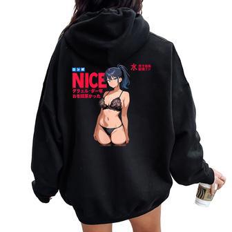 Waifu Sexy Anime Girl Bikini Beach Girl Manga Japanese Style Women Oversized Hoodie Back Print - Thegiftio UK