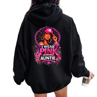 I Wear Pink For My Auntie Afro Black Woman Breast Cancer Women Oversized Hoodie Back Print - Thegiftio UK