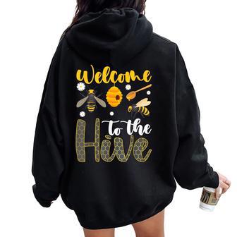 Welcome To The Hive Bee Teacher Back To School Women Oversized Hoodie Back Print - Thegiftio UK