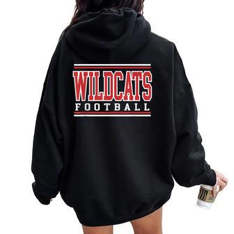 Wildcats Game Day Football Mom Red Wildcat Pride Mascot Women Oversized Hoodie Back Print - Thegiftio UK