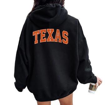 Women's Texas Tx Vintage Athletic Sports Orange Kid Women Oversized Hoodie Back Print - Thegiftio UK