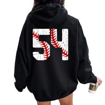野球選手 ジャージ 番号54 54 Proud Baseball Mom Dad レディース オーバーサイズ パーカー バックプリント - Kawaiitshirt