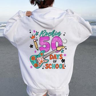 50Th Day Of School Rockin 50 Days Boy Smarter Teacher Women Oversized Hoodie Back Print - Thegiftio UK