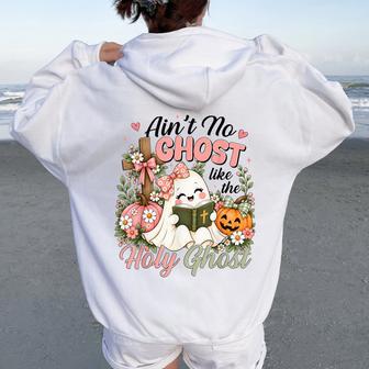 Ain't No Ghost Like The Holy Ghost Floral Halloween Costume Women Oversized Hoodie Back Print | Seseable UK