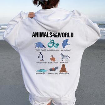 Animals Of The World Trash Panda Danger Noodle Sea Flap Flap Women Oversized Hoodie Back Print - Thegiftio UK