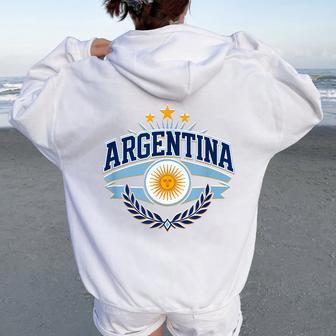 Argentina Flag Vintage S For Kids Patriotic Women Oversized Hoodie Back Print - Thegiftio UK