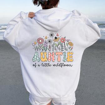 Auntie Of The Little Wildflower Baby Birthday Party Women Oversized Hoodie Back Print - Thegiftio UK