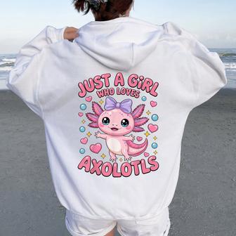 Axolotl Kawaii Coquette Bow Just A Girl Who Loves Axolotls Women Oversized Hoodie Back Print - Thegiftio UK