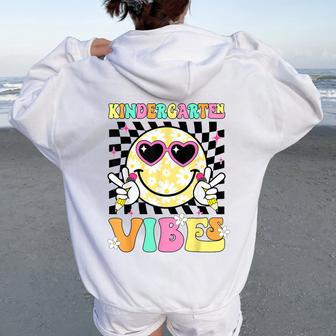 Back To School Kindergarten Vibes Daisy Smile Face Girl Women Oversized Hoodie Back Print - Thegiftio UK