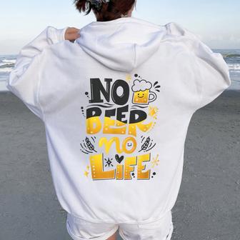 Beer Lover ビールが好きすぎる No Beer No LifeEr2 レディース オーバーサイズ パーカー バックプリント - Kawaiitshirt