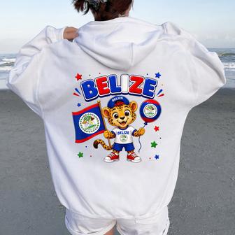 Belize Flag Belize Map Belize For Kids Girls Women Oversized Hoodie Back Print - Thegiftio UK