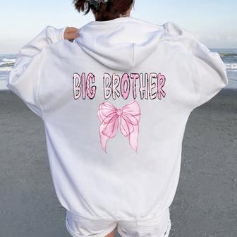 Big Brother Birthday Girl Matching Coquette Pink Bow Women Oversized Hoodie Back Print - Thegiftio UK