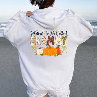 Blessed Grammy Pumpkin Fall Autumn Thanksgiving Mom Women Women Oversized Hoodie Back Print - Thegiftio UK