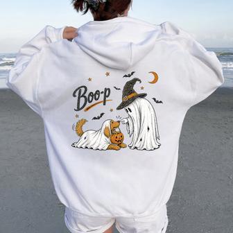 Boo Boop Dog Ghost Halloween Dog Lovers Dog Mom Boo-P Women Oversized Hoodie Back Print - Thegiftio UK