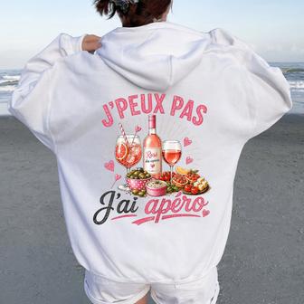 Cadeau Original Humour Copines J'peux Pas J'ai Apéro Sweat à capuche oversize pour femme avec imprimé dans le dos - Cadeauxyz