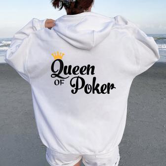 Cadeau Queen Of Poker Sweat à capuche oversize pour femme avec imprimé dans le dos - Cadeauxyz