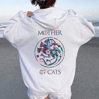 Camisa De Madre De Gatos Con Diseño De Flores Para Amantes De Los Gatos In Mangas Women Oversized Hoodie Back Print - Regaloses