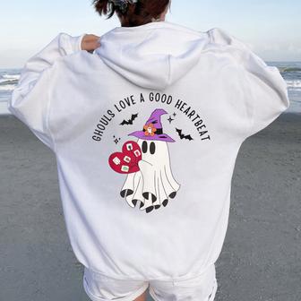 Cardiologist Halloween Cardiology Nurse Telemetry Nurse Ekg Women Oversized Hoodie Back Print - Thegiftio UK