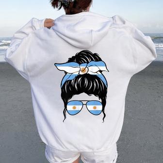Chica Argentina Bandera Argentina Orgullosa Argentina In Mangas Women Oversized Hoodie Back Print - Regaloses