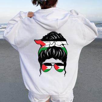 Chica Palestina Bandera Palestina Orgullosa Palestina In Mangas Women Oversized Hoodie Back Print - Regaloses