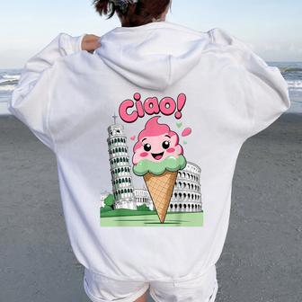 Ciao Cute Italian Gelati Colosseum Rome Kids Boys Or Girls Women Oversized Hoodie Back Print - Thegiftio UK