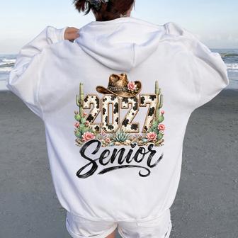 Class Of 2027 Senior Graduate Western Graduation Cactus Love Women Oversized Hoodie Back Print | Seseable UK