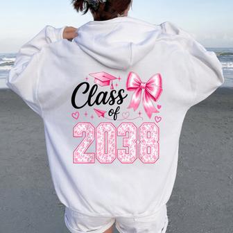 Class Of 2038 Grow With Me Graduation Pink Coquette Bow Girl Women Oversized Hoodie Back Print | Seseable UK