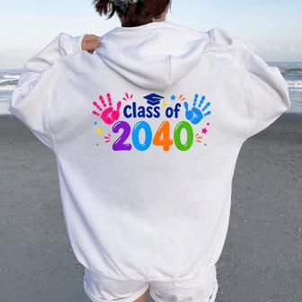Class Of 2040 Grow With Me Pre-K 12Th Grade 2040 Graduation Women Oversized Hoodie Back Print | Seseable UK