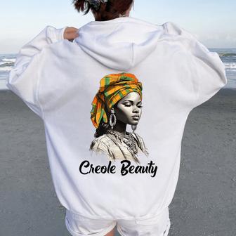 Creole Woman Jounen Kweyol Plaid St Lucia Dominica Women's Women Oversized Hoodie Back Print - Thegiftio UK