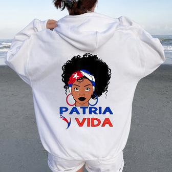 Cuba Patria Yida Bandana Con Bandera Cubana Para Iva Cuba Libre Women Oversized Hoodie Back Print - Regaloses